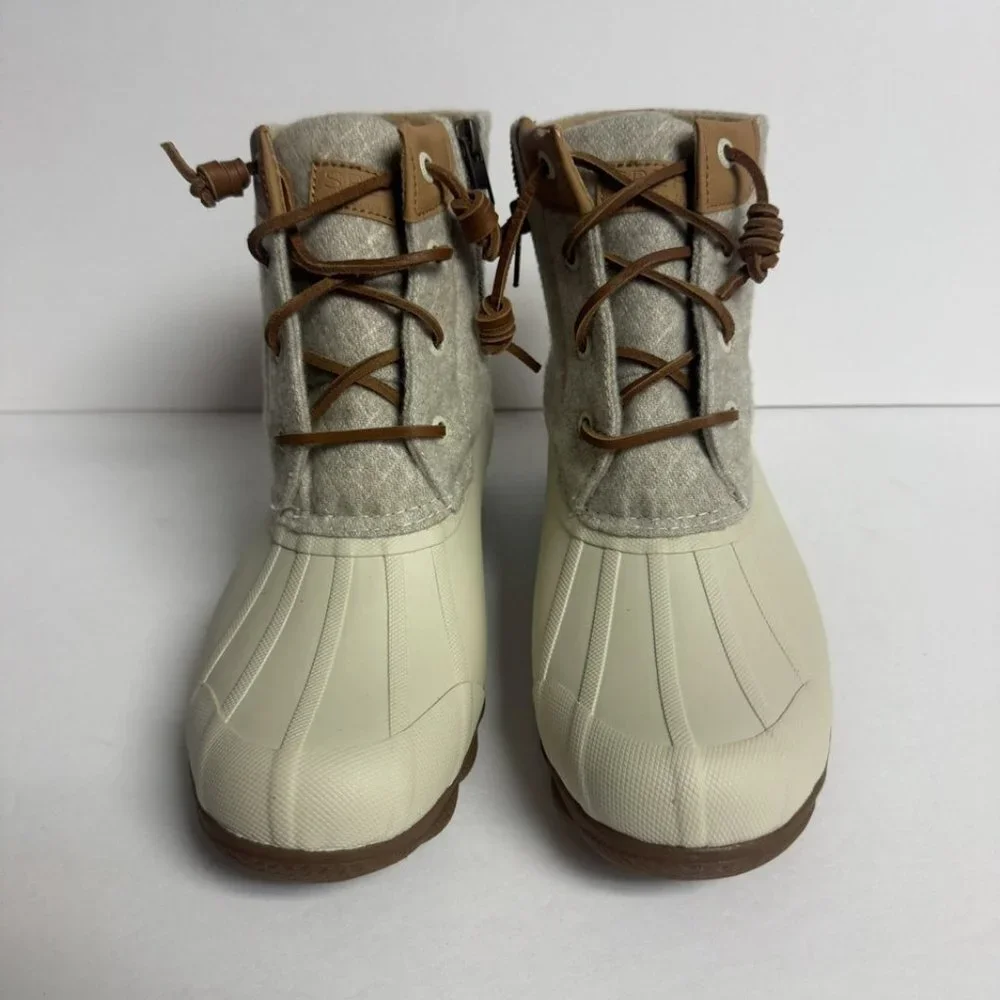 Sperry Women's Saltwater Emboss Wool Boots Ivory Size Size 7 M